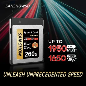 Professional CFexpress Type B Memory Card 260GB -Ideal for 4K & 8K RAW Video, High-Speed Photography, and Professional Use - Compatible with Canon, Nikon, Sony Cameras
