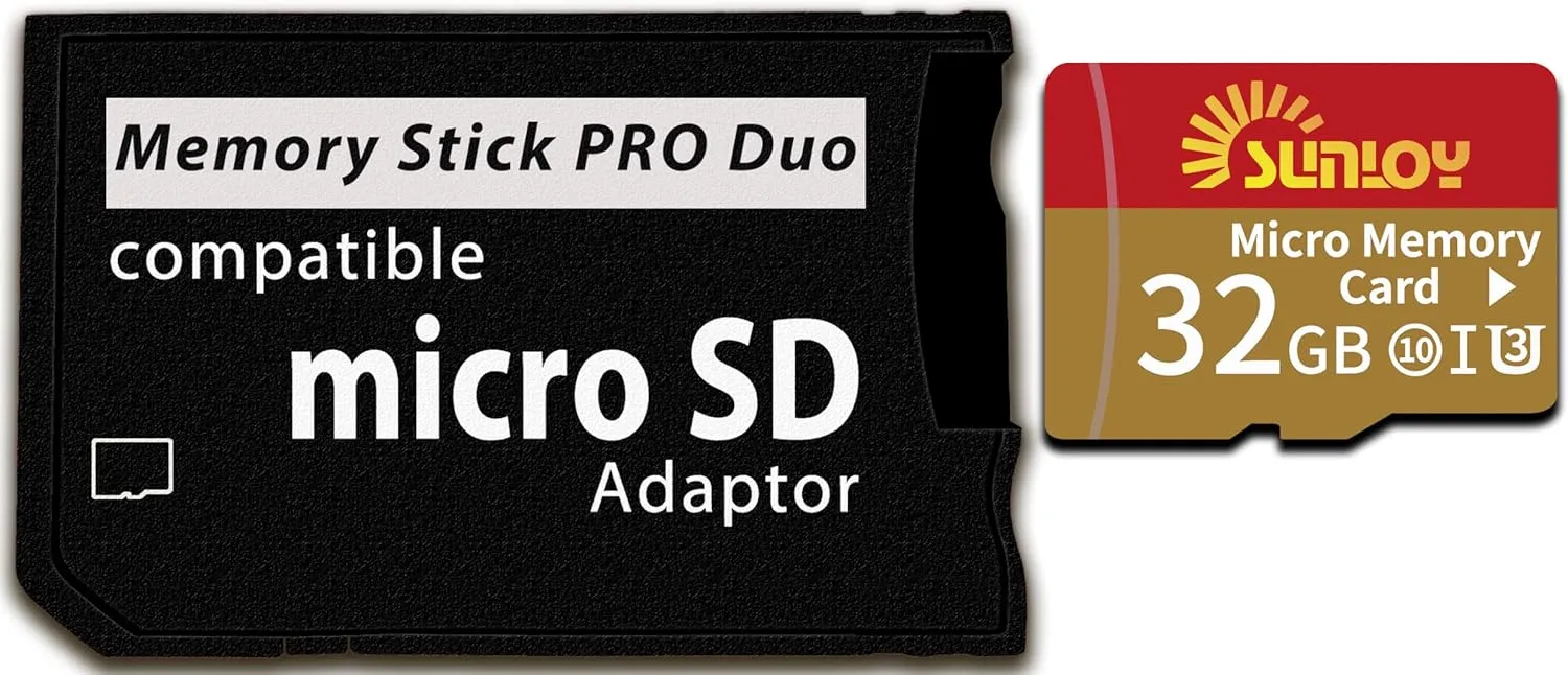 PSP Memory Stick Adapter with 32GB Micro SD Card, Micro SD/SDHC/SDXC to Memory Stick PRO Duo MagicGate Card Compatible with PlayStation Portable, Camera, Handycam, Cell Phone & PSP 1000/2000/3000