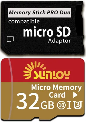PSP Memory Stick Adapter with 32GB Micro SD Card, Micro SD/SDHC/SDXC to Memory Stick PRO Duo MagicGate Card Compatible with PlayStation Portable, Camera, Handycam, Cell Phone & PSP 1000/2000/3000