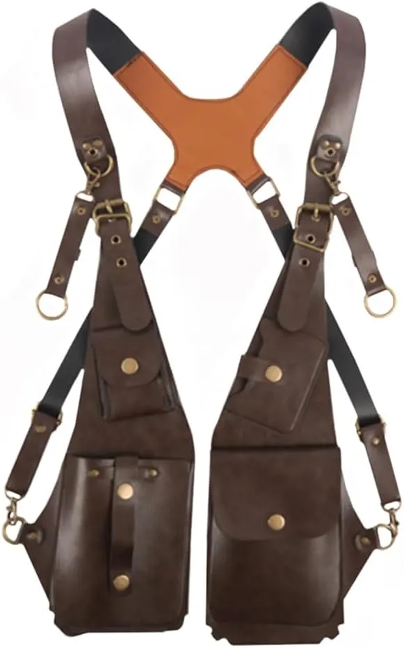 PU Leather Shoulder Harness Bag for Men Women Phone Wallet Case Underarm Strap Wallet Double Shoulder Holsters Pouch