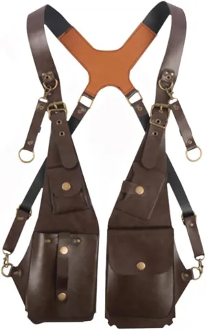PU Leather Shoulder Harness Bag for Men Women Phone Wallet Case Underarm Strap Wallet Double Shoulder Holsters Pouch