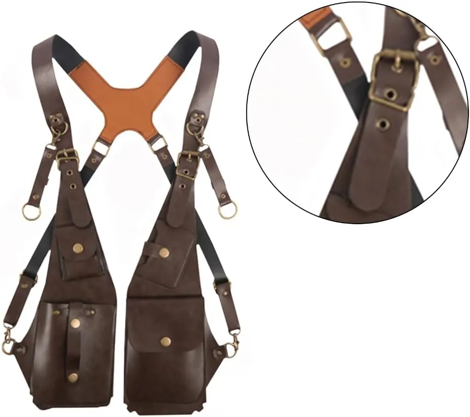 PU Leather Shoulder Harness Bag for Men Women Phone Wallet Case Underarm Strap Wallet Double Shoulder Holsters Pouch