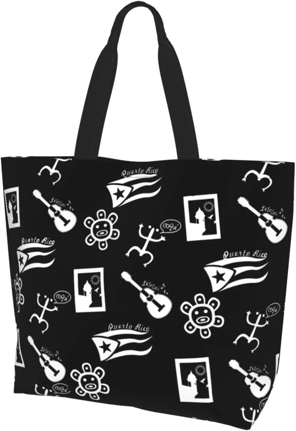 Puerto Rico Canvas Tote Bag Puerto Rico Flag Shoulder Bag Puerto Rican Casual Grocery Bags Outdoor