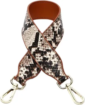 Purse Straps Replacement PU Leather Handbags Strap Shoulder Bag Straps Phone Pendant (Serpentine Brown-16)