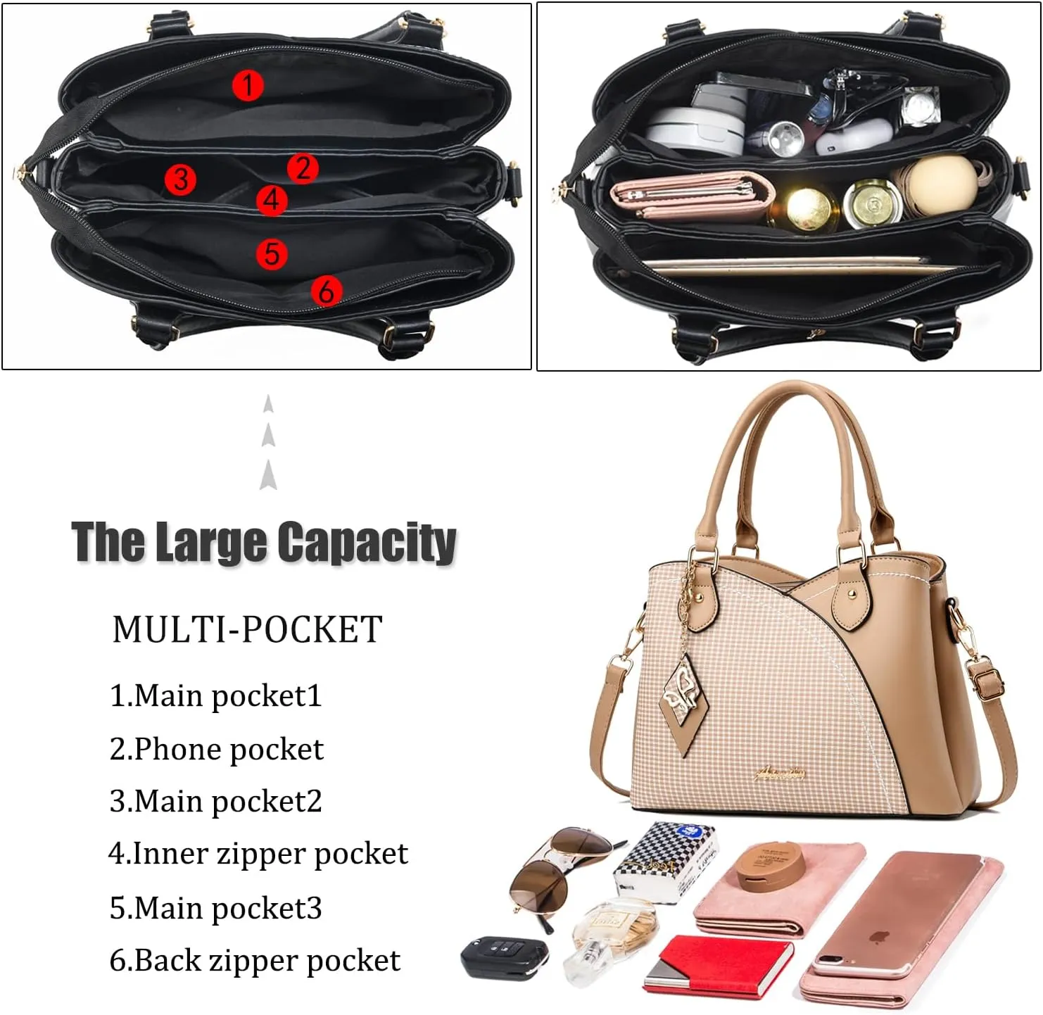 Purses and Handbags for Women Tote PU Leather Ladies Satchel Top Handle Crossbody Shoulder Bag