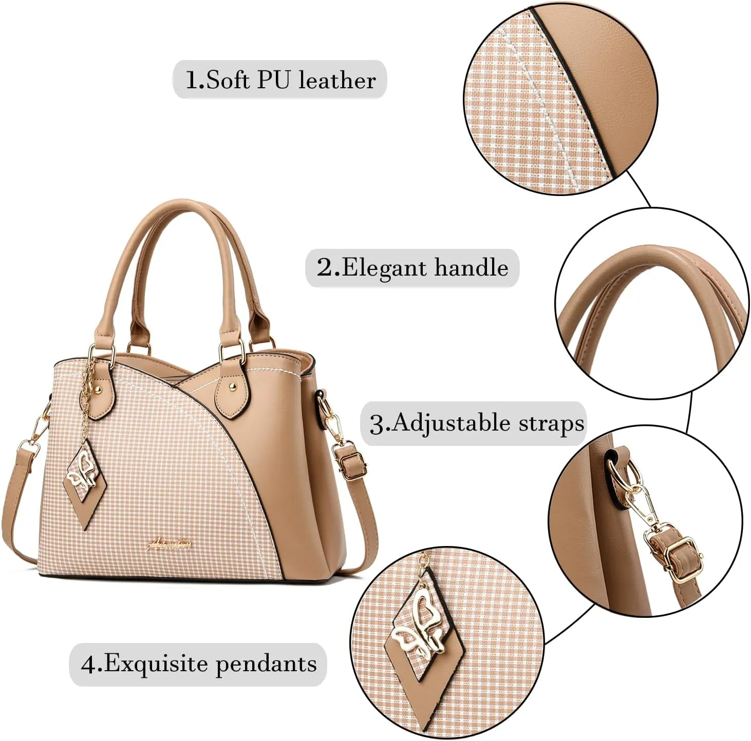 Purses and Handbags for Women Tote PU Leather Ladies Satchel Top Handle Crossbody Shoulder Bag