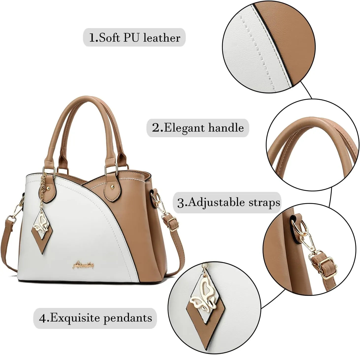 Purses and Handbags for Women Tote PU Leather Ladies Satchel Top Handle Crossbody Shoulder Bag