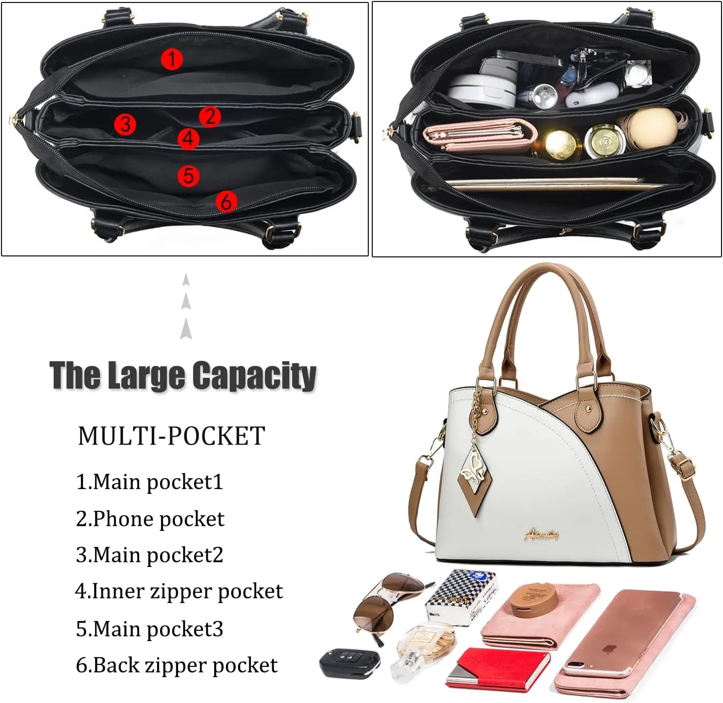 Purses and Handbags for Women Tote PU Leather Ladies Satchel Top Handle Crossbody Shoulder Bag