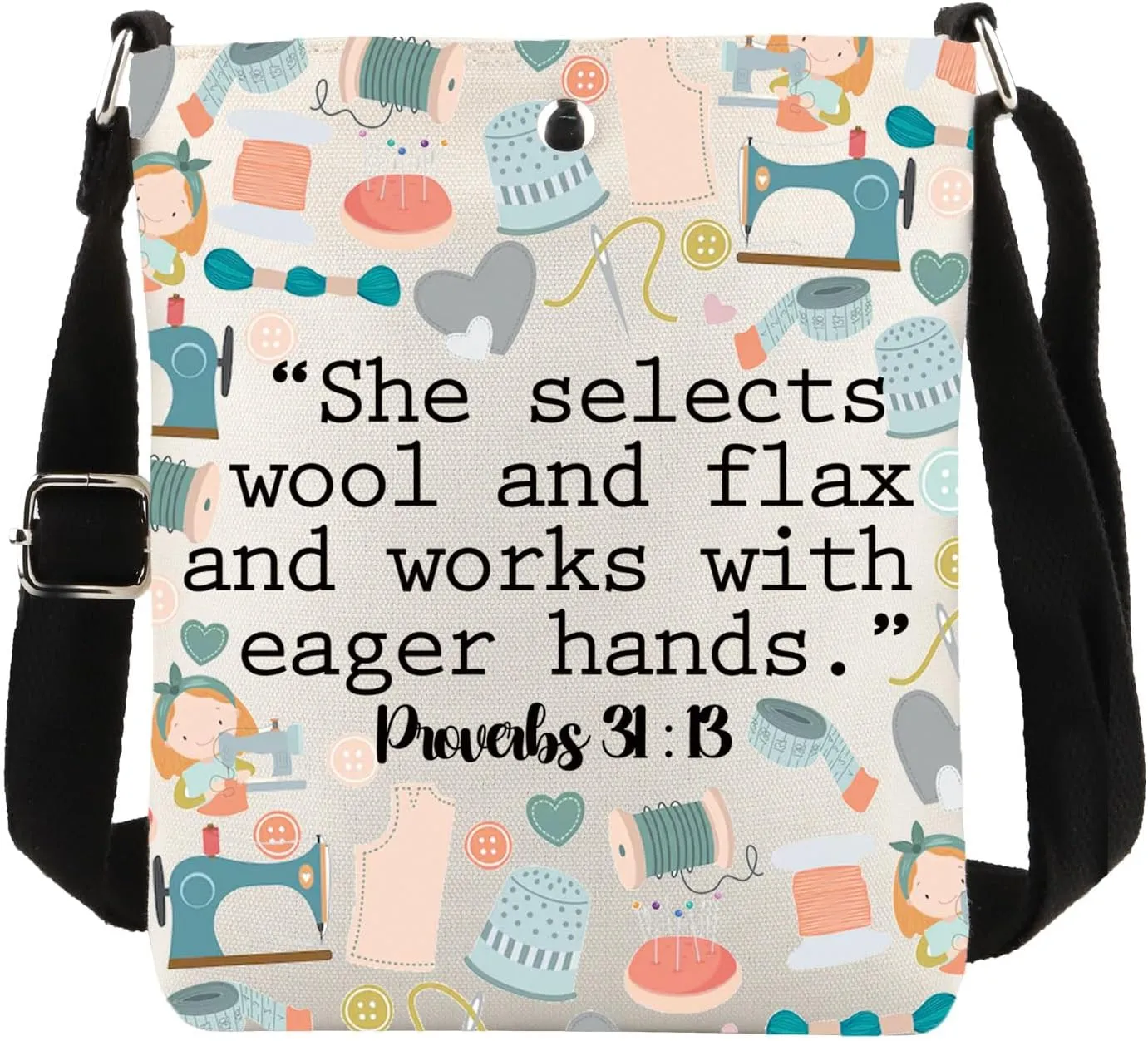PWHAOO Crocheter Gift Christian Knitting Crossbody Bag Knitting Lover Travel Bag Knitter Gift Yarn Lover Gift