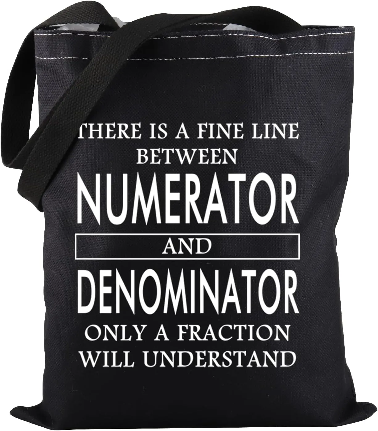 PWHAOO Math Lover Gift There is A Fine Line Between Numerator And Denominator Tote Bag Math Teacher Gift