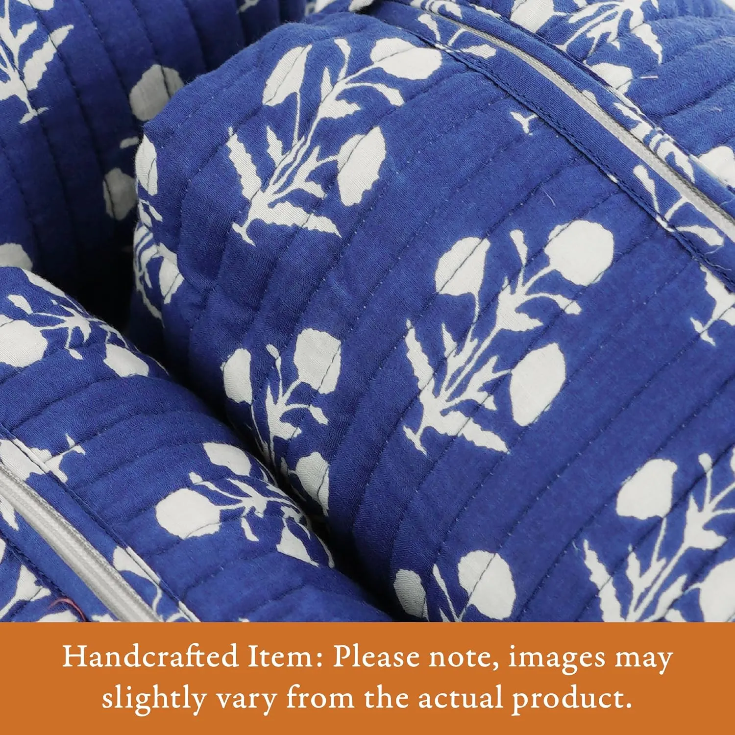Quilted Floral Makeup Bag Set – Fleur De Nuit Pattern 3 Sizes, Waterproof Lining, Make Up Travel Cosmetic & Toiletry Bags For Traveling Women