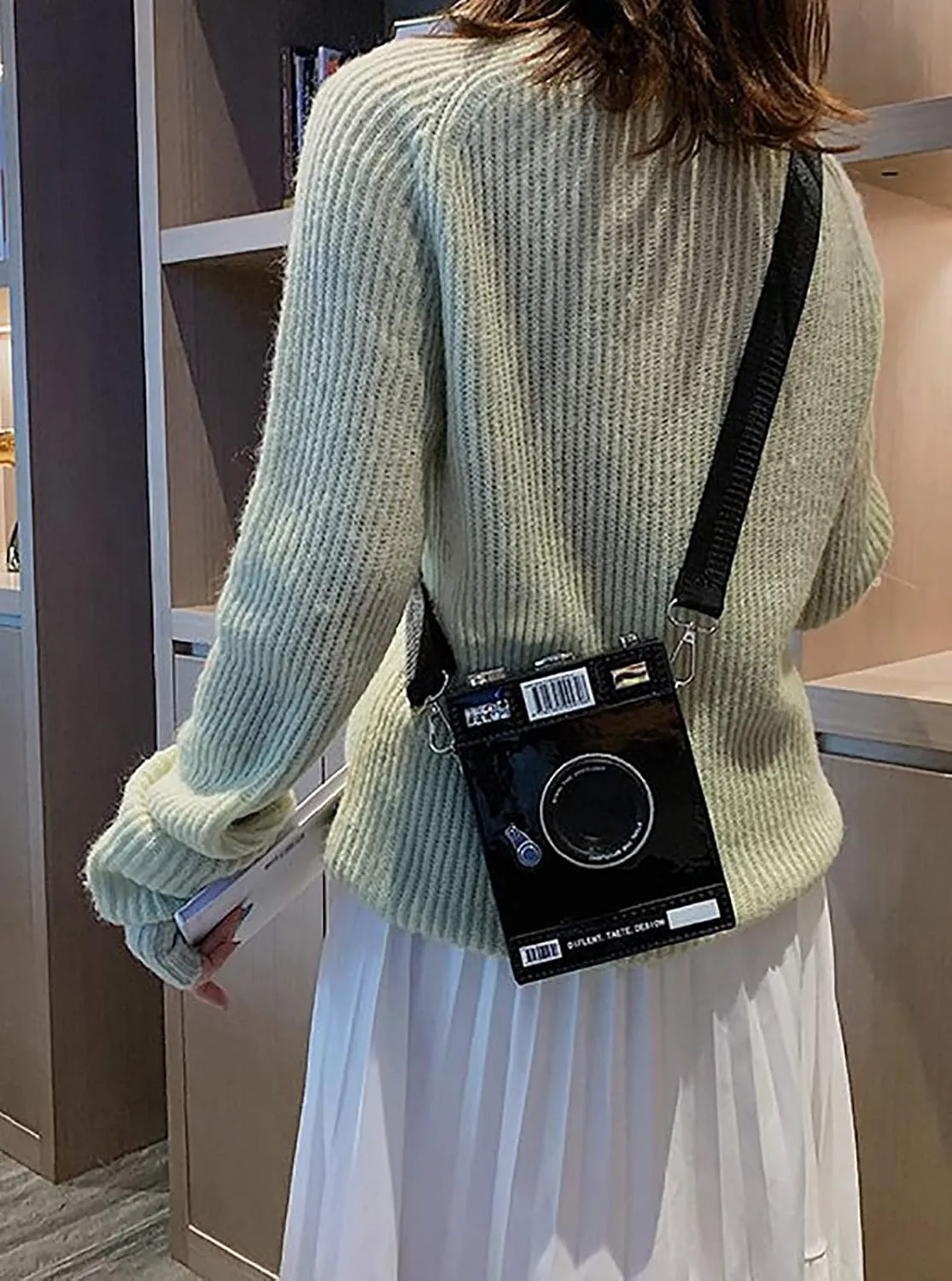 QZUnique Camera Shoulder Bag Snapshot PU Leather Crossbody Bag Vintage Novelty Cute Handbag Purse