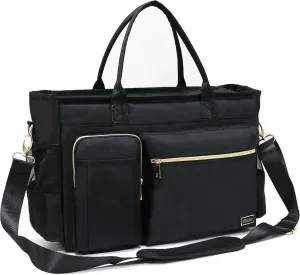 Rabjen Nurse Tote Bag for Work with Padded 15.6” Laptop Sleeve, Medical Supplies Shoulder Bag for Home Health Care