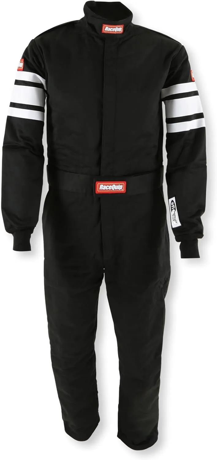 RaceQuip 120005RQP 120 Series 1-Pc Driving Suit SFI 3.2A/5 Black/White Large