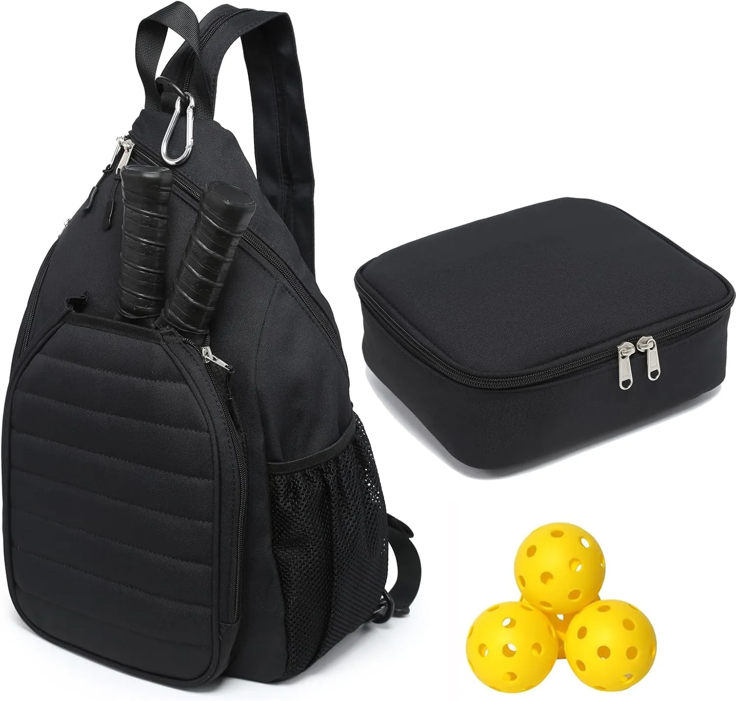 RAINBOW SMILE Sling Bag Crossbody Backpack for Pickleball Paddle Tennis Racketball Travel for Men and Women, with Ice Bag 2PS