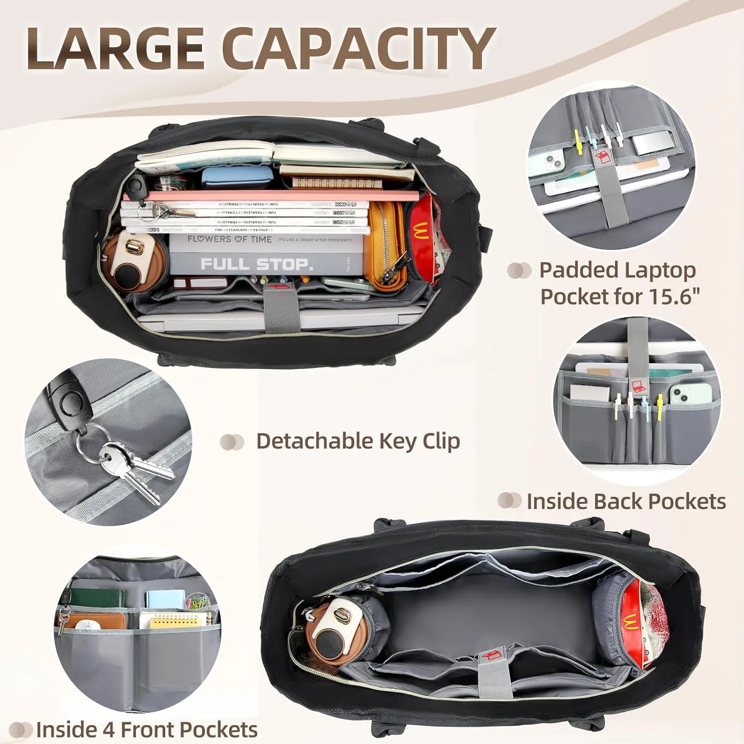 RAINSMORE Laptop Bag for Women 15.6 Inch Work Teacher Tote Nurse Bag Professional Laptop Tote Computer Messenger Shoulder Bags Large Handbag Business Office Work Briefcase