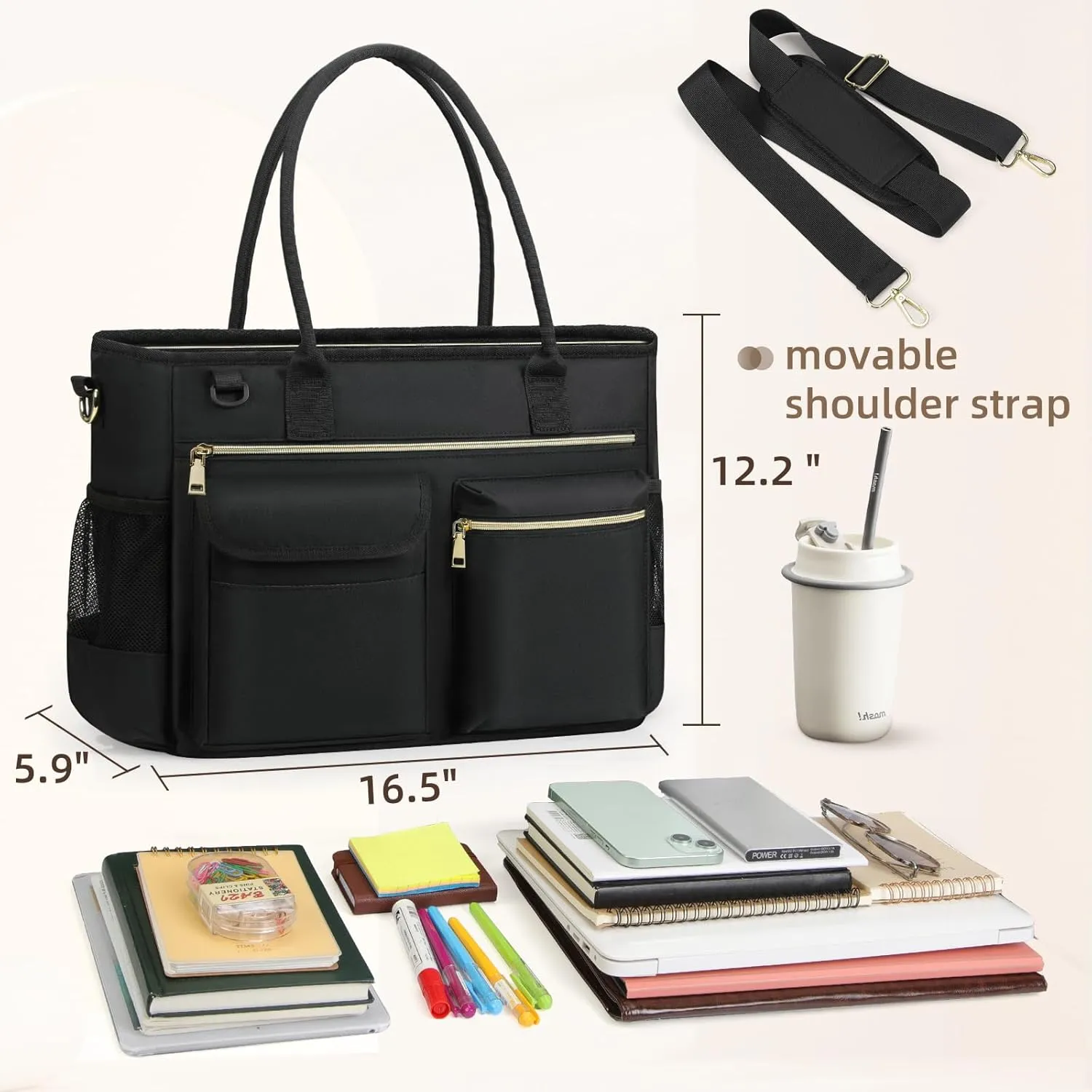 RAINSMORE Laptop Bag for Women 15.6 Inch Work Teacher Tote Nurse Bag Professional Laptop Tote Computer Messenger Shoulder Bags Large Handbag Business Office Work Briefcase