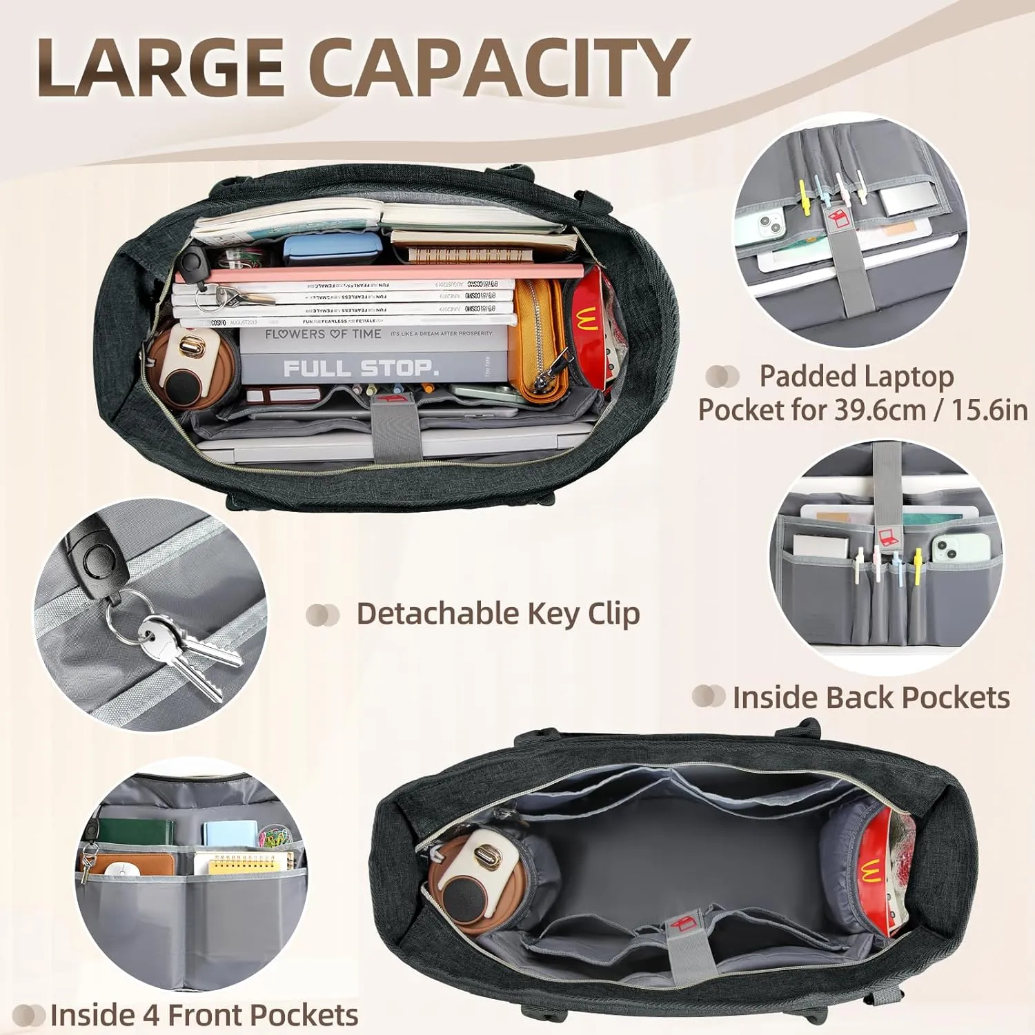 RAINSMORE Laptop Bag for Women 15.6 Inch Work Teacher Tote Nurse Bag Professional Laptop Tote Computer Messenger Shoulder Bags Large Handbag Business Office Work Briefcase