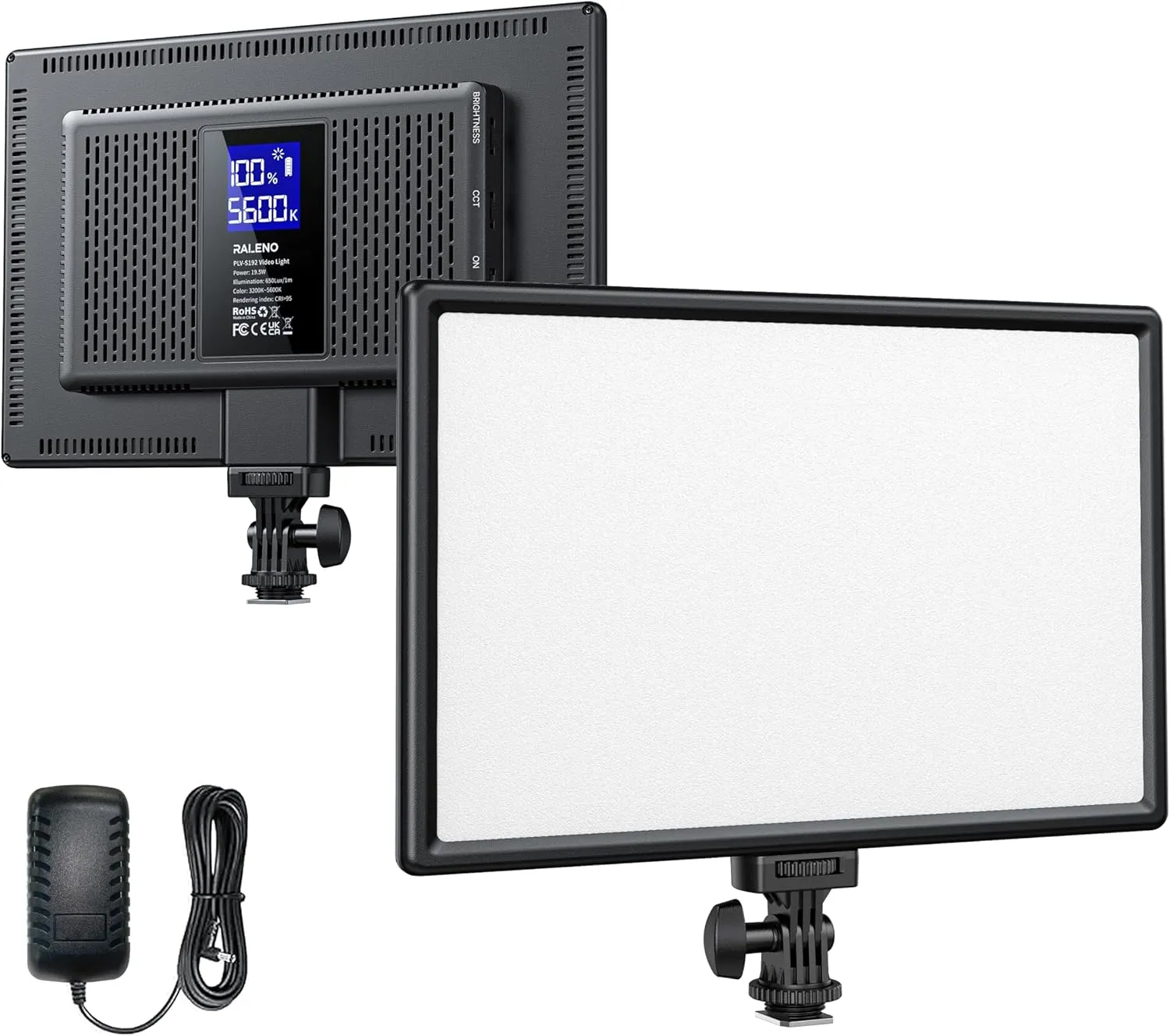 RALENO 19.5W LED Video Soft Light Panel, 650Lux/m Camera Panel Light Built-in 2* 4000mAh Batteries, CRI>95 3200-5600K Photography Studio Lights for TikTok YouTube Video Recording Photography Streaming