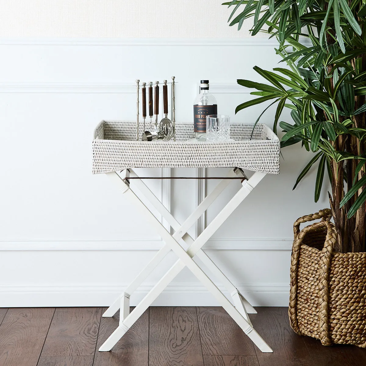 Rattan Butler's Tray White