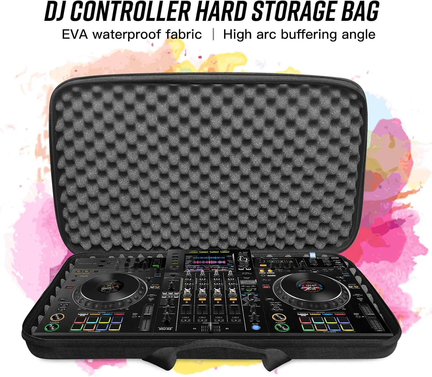 RAYMACE Hard EVA DJ Controller Case Fits Pioneer DJ RX,SX,SX2, SX3,DDJ-FLX6,Denon MC7000 Protective Travel Storage Bag（27.2x 15.7 x 3.9 inch）