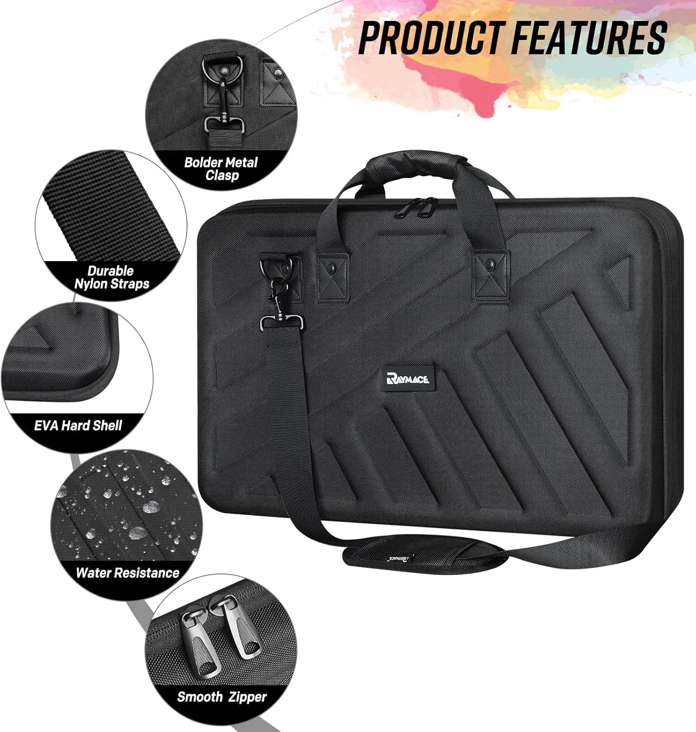 RAYMACE Hard EVA DJ Controller Case Fits Pioneer DJ RX,SX,SX2, SX3,DDJ-FLX6,Denon MC7000 Protective Travel Storage Bag（27.2x 15.7 x 3.9 inch）