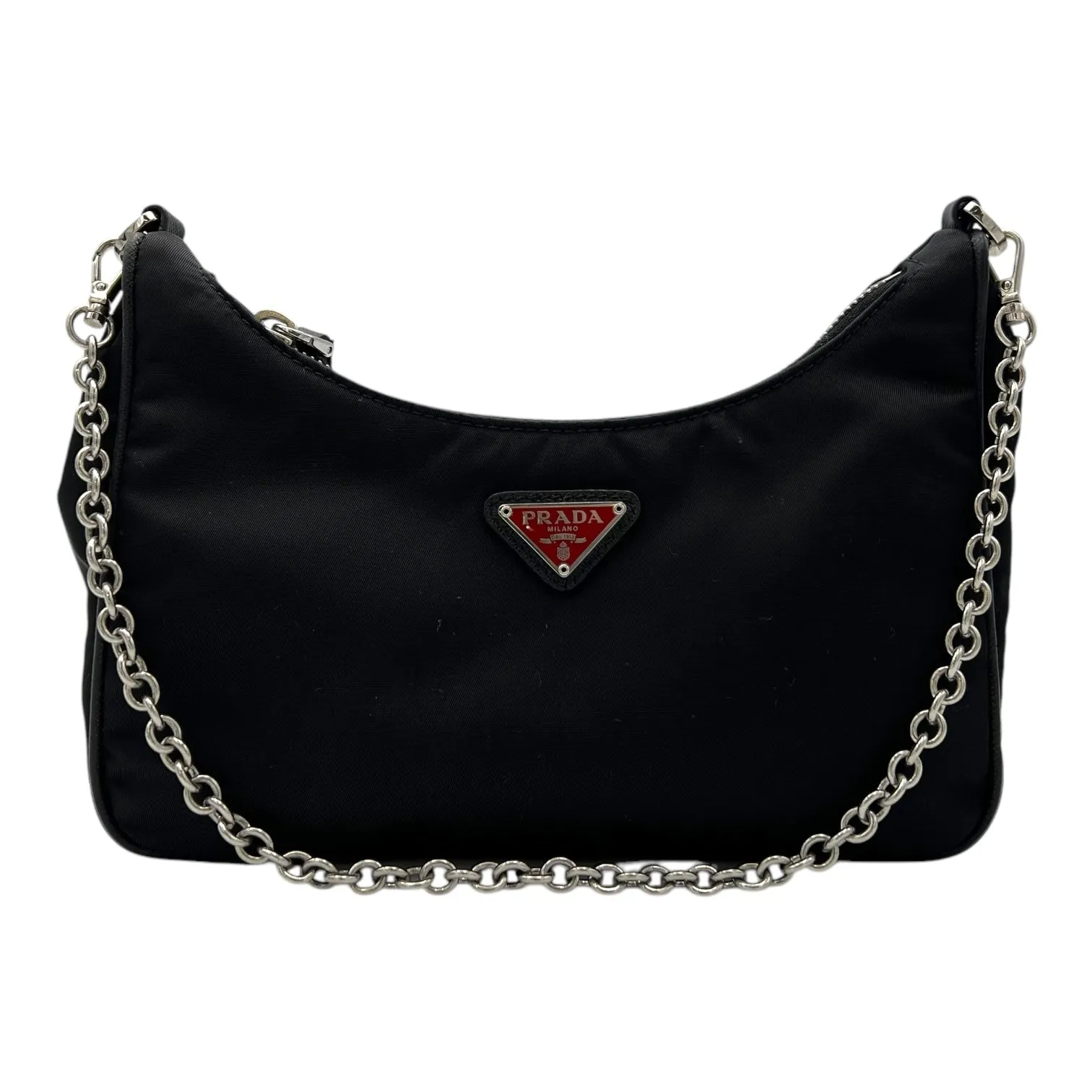 Re-Nylon Crossbody Bag Black in Re-Nylon, Silver hardware