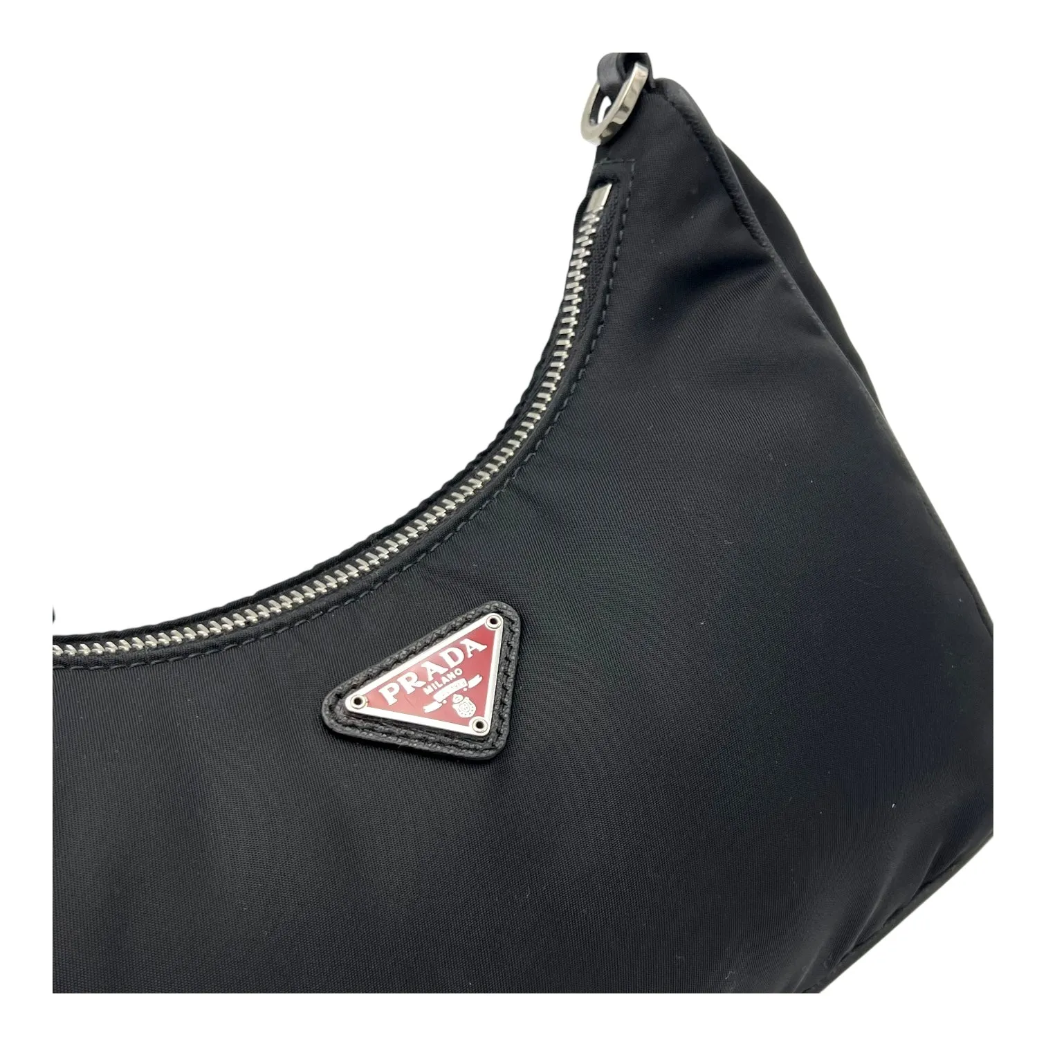 Re-Nylon Crossbody Bag Black in Re-Nylon, Silver hardware