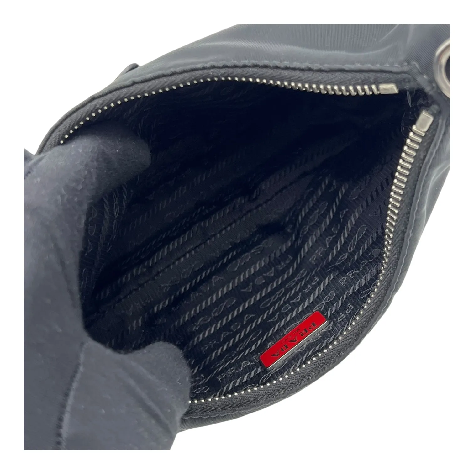 Re-Nylon Crossbody Bag Black in Re-Nylon, Silver hardware