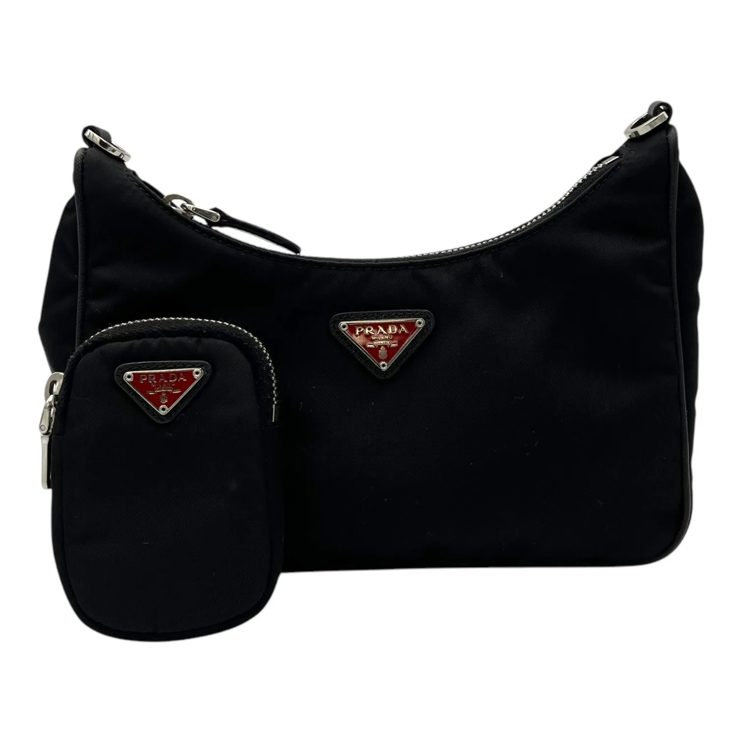 Re-Nylon Crossbody Bag Black in Re-Nylon, Silver hardware
