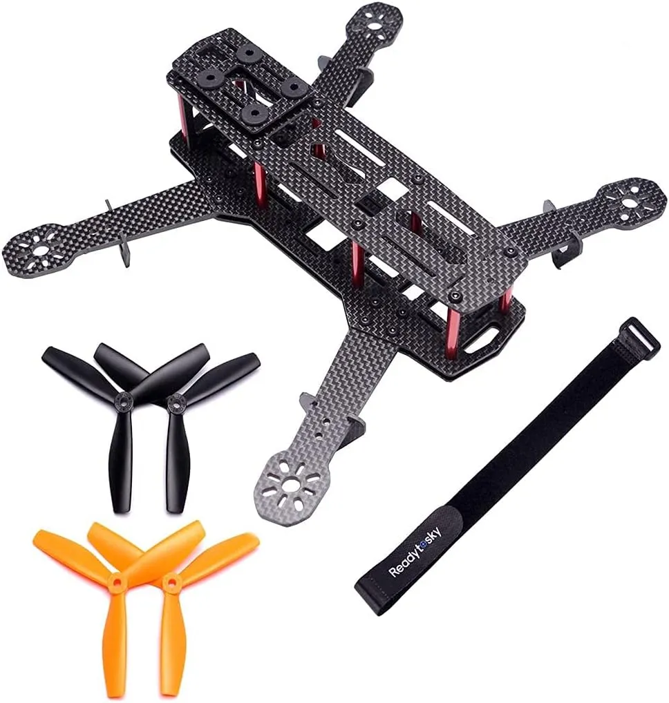Readytosky 250mm FPV Racing Drone Frame 5 Inch Carbon Fiber Quadcopter Frame Kit with 4mm FPV Frame Arms Lipo Battery Strap