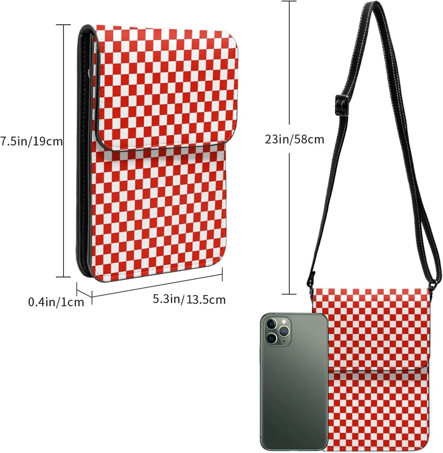 Red Christmas with Snowmen Snowflake Cell Phone Purse Crossbody Bag For Women Men Wallet Purses With Adjustable Strap