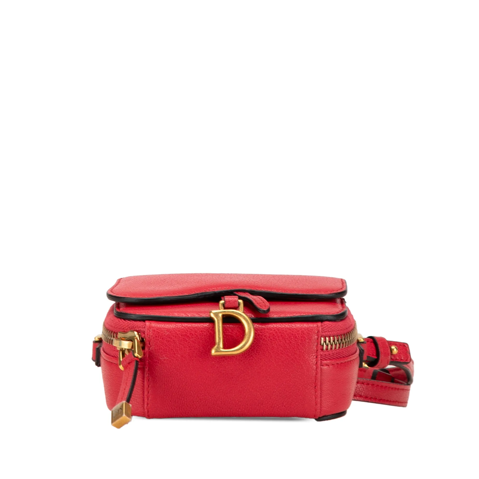Red Dior Mini Goatskin Saddle Pouch Crossbody Bag