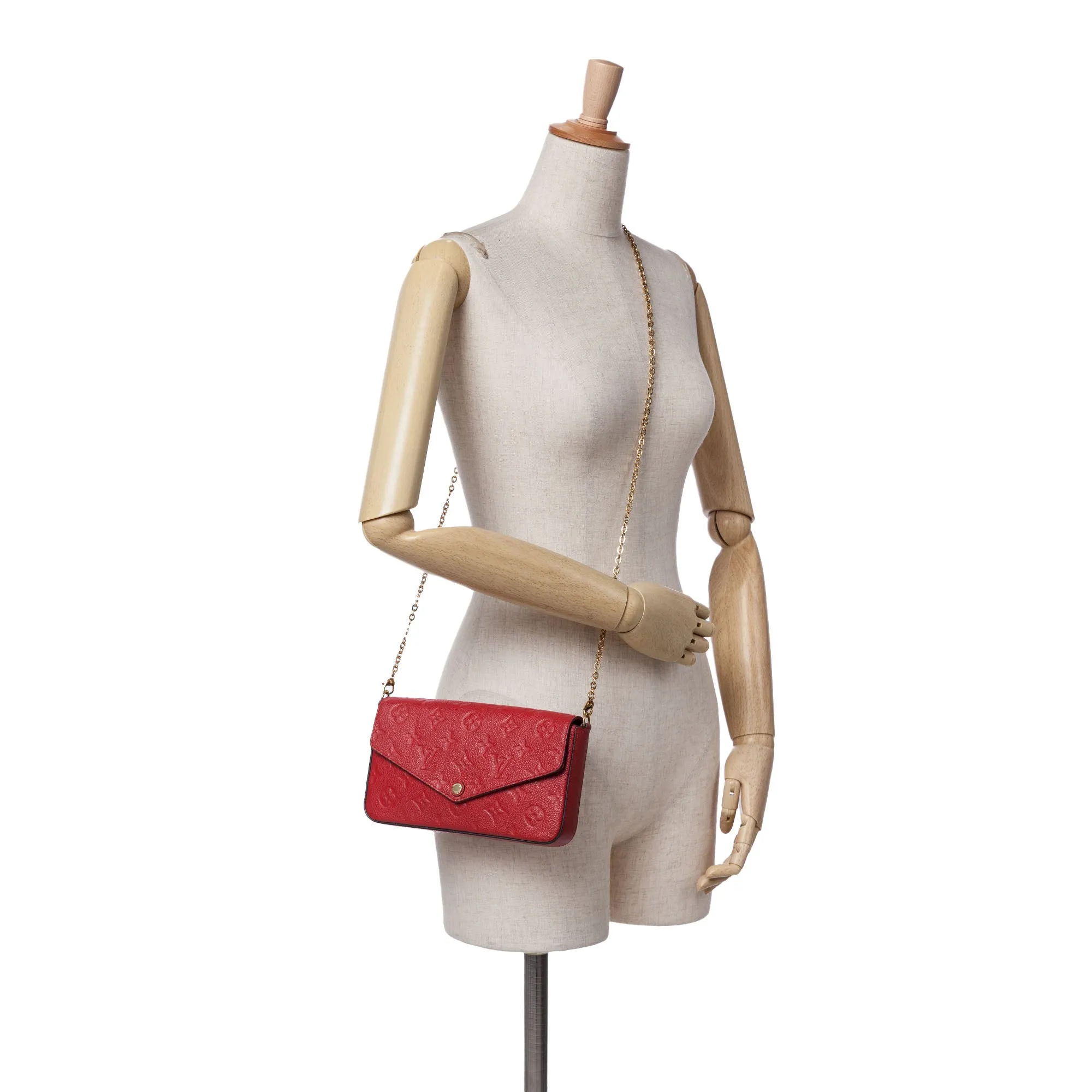 Red Louis Vuitton Monogram Empreinte Pochette Felicie Crossbody Bag