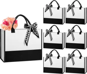 Reginary 6 Set Canvas Tote Bag for Women DIY Initial Beach Tote Bag with Handle Scarf Large Personalized Canvas Beach Handbag for Mother Teacher Friends Bridesmaids Girls Bride Wedding Birthday Gifts