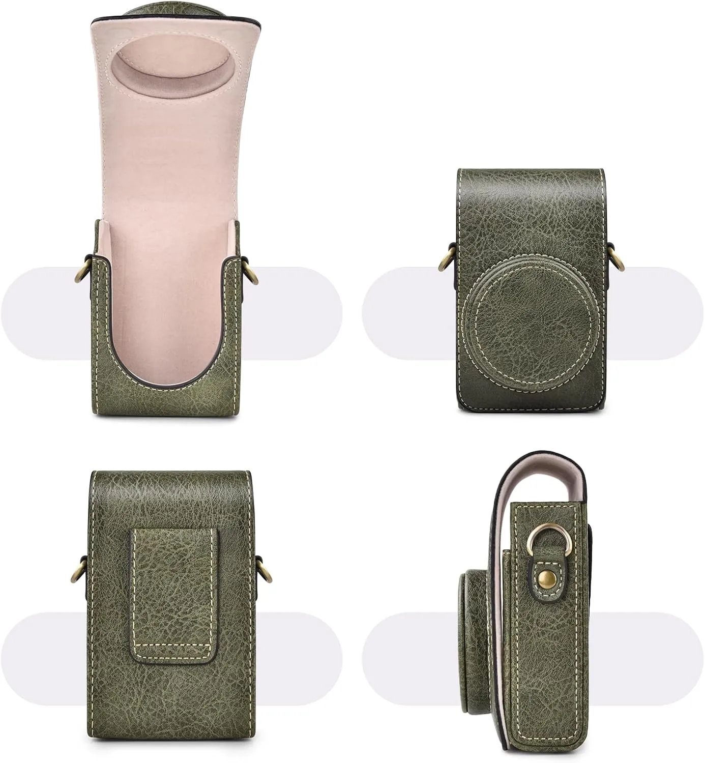 Rieibi Camera Case for Sony ZV1F/ZV1/Ricoh GR IIIx/Ricoh GR III II/Panasonic LX9 LX10 LX15/Canon G7X III / G7X II / SX740 HS- Camera Carrying Bag Cover with Strap - Green (Camera not included)