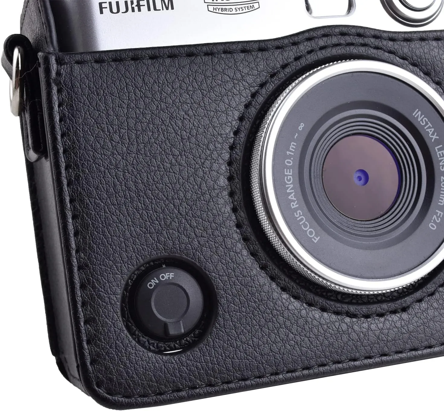Rieibi Mini EVO Case - Vintage PU Leather Protective Case for Fuji Instax Mini EVO Instant Camera - Removable Case with Adjustable Shoulder Strap Battery Charging Port - Black