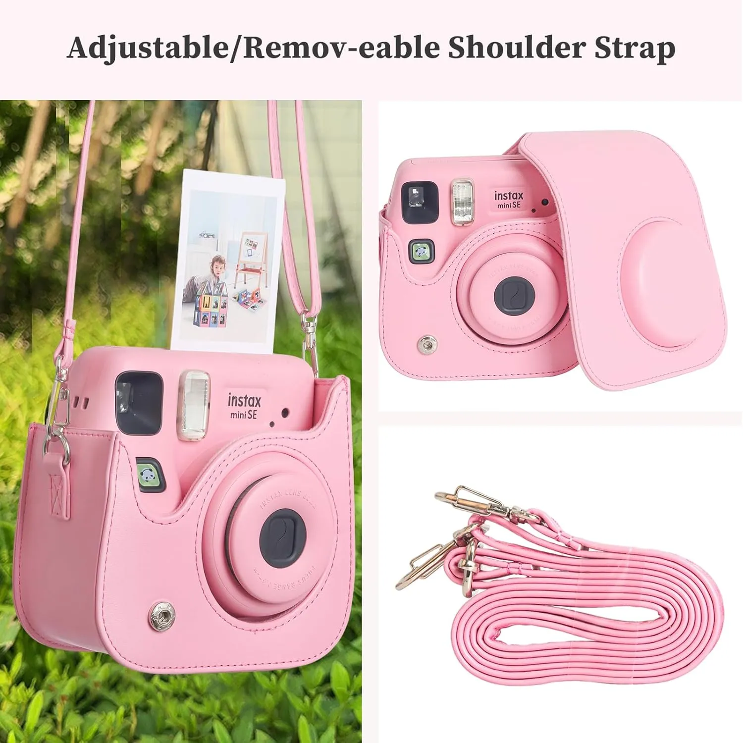 Rieibi PU Leather Protective Case for Fujifilm Instax mini SE/7  Camera -Adjustable Shoulder Strap for Instax mini SE/7  Case