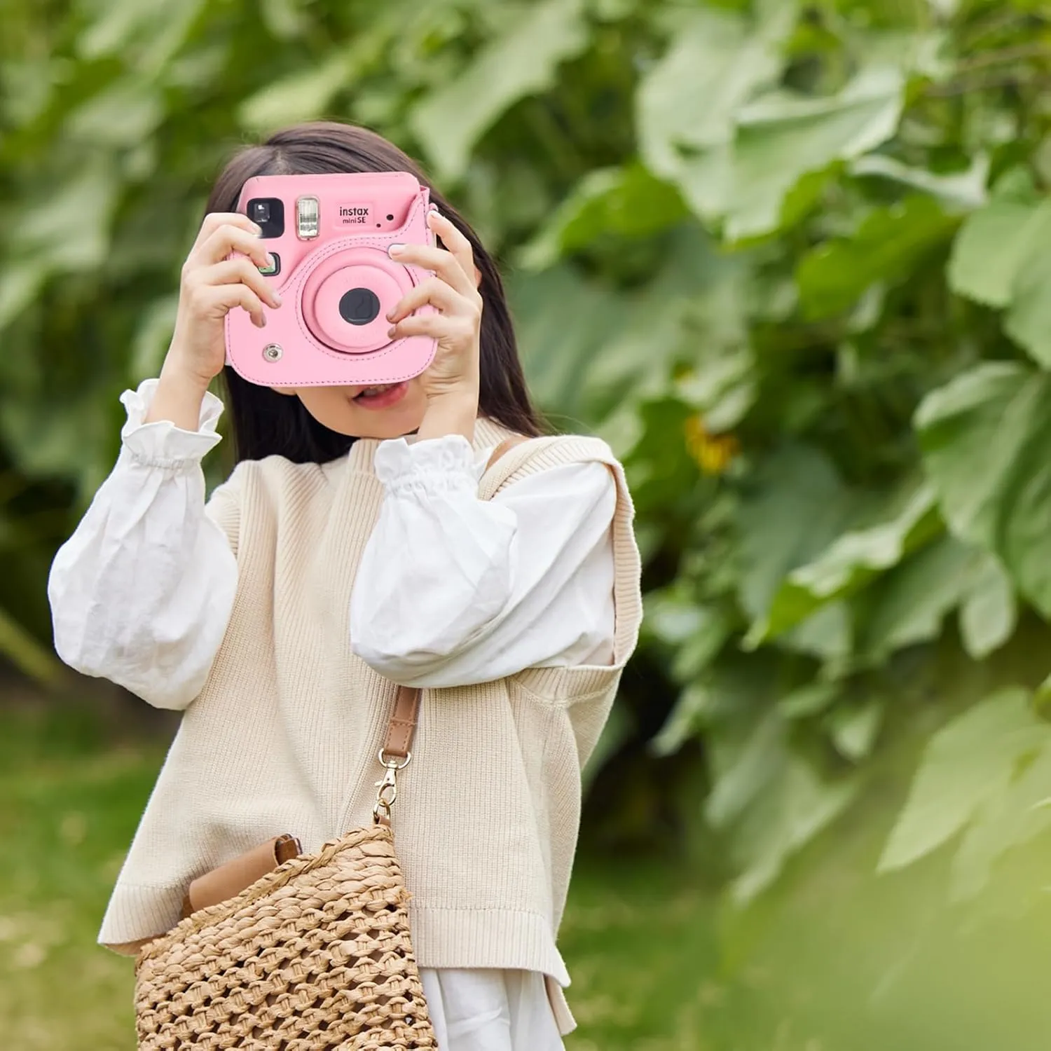 Rieibi PU Leather Protective Case for Fujifilm Instax mini SE/7  Camera -Adjustable Shoulder Strap for Instax mini SE/7  Case