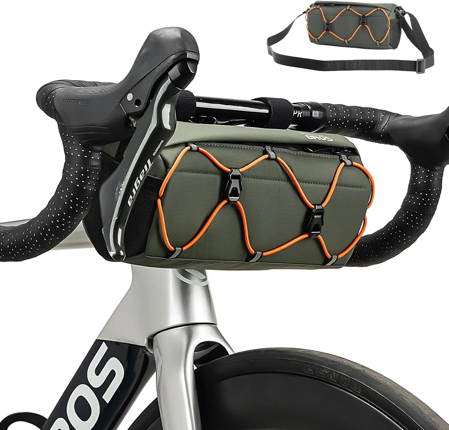 ROCKBROS Bike Handlebar Bag, 2.2L Bicycle Handle Bar Bag Portable Bike Front Bag Handlebar Storage Bag with Shoulder Strap