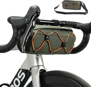 ROCKBROS Bike Handlebar Bag, 2.2L Bicycle Handle Bar Bag Portable Bike Front Bag Handlebar Storage Bag with Shoulder Strap