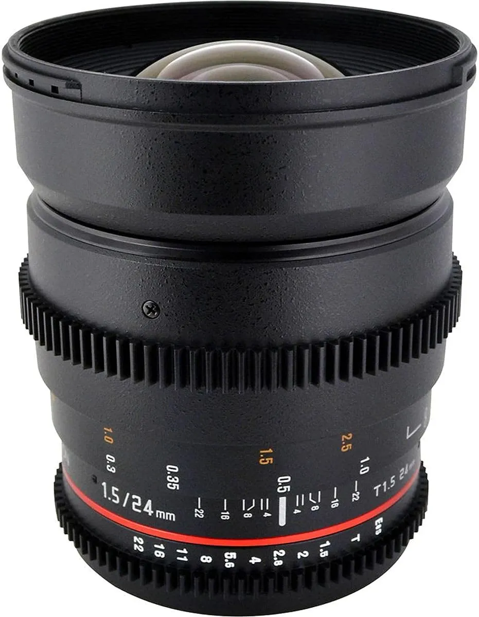 Rokinon Cine CV24M-N 24mm T1.5 Cine Wide Angle Lens for Nikon with De-Clicked Aperture and Follow Focus Compatibility 24-24mm Wide-Angle Lens