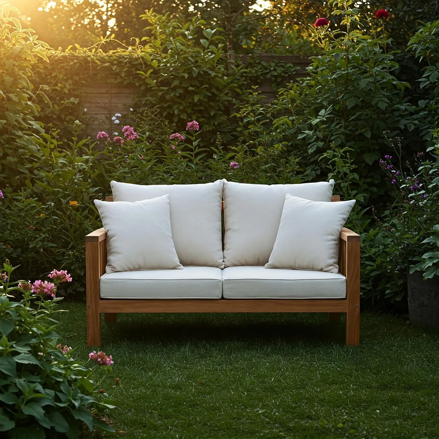 RSH DECOR: Sunbrella Deep Seating Cushion with Pillow Back | 24” x 27” Seat | Water and Fade-Resistant Performance Fabric | Outdoor Chair Cushion Set for Patio Furniture | Canvas Aruba