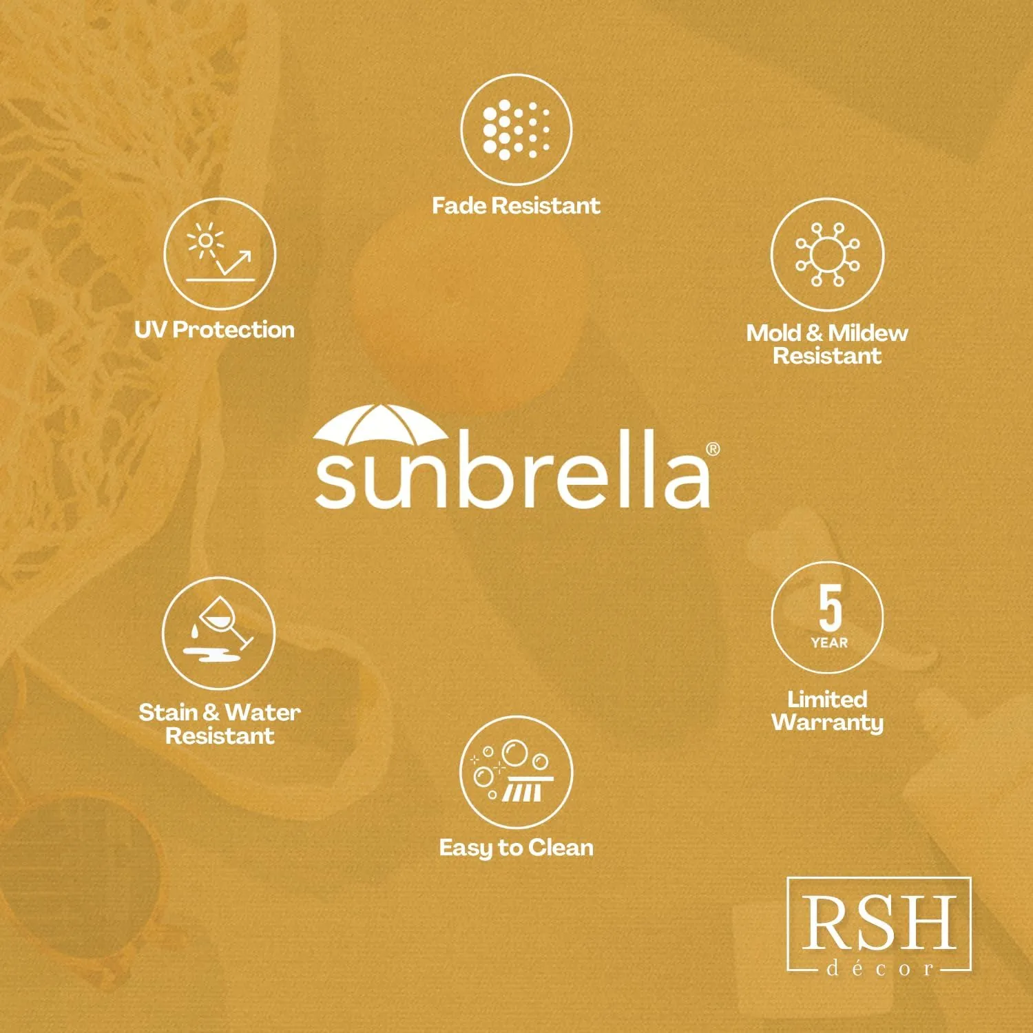 RSH DECOR: Sunbrella Deep Seating Cushion with Pillow Back | 24” x 27” Seat | Water and Fade-Resistant Performance Fabric | Outdoor Chair Cushion Set for Patio Furniture | Canvas Aruba