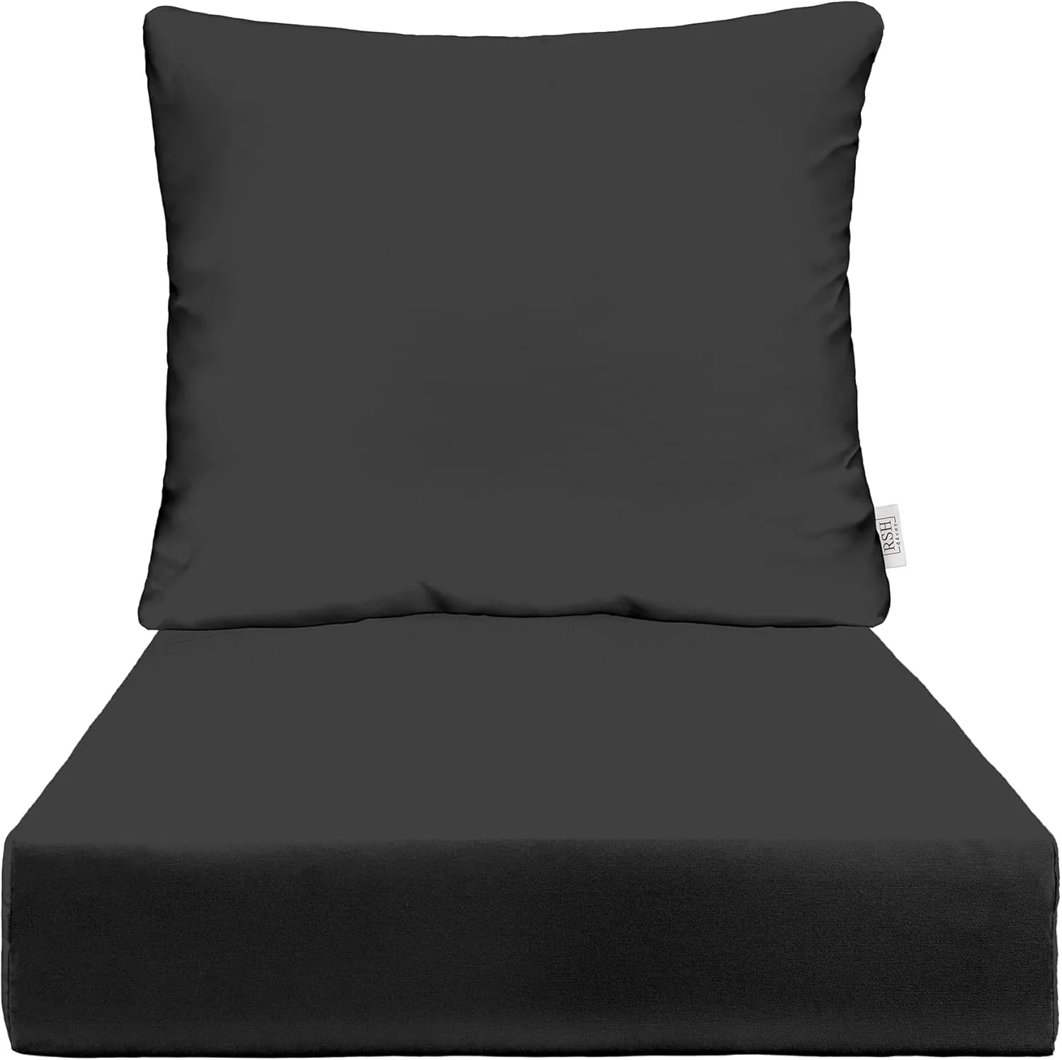 RSH DECOR: Sunbrella Deep Seating Cushion with Pillow Back | 24” x 27” Seat | Water and Fade-Resistant Performance Fabric | Outdoor Chair Cushion Set for Patio Furniture | Canvas Black