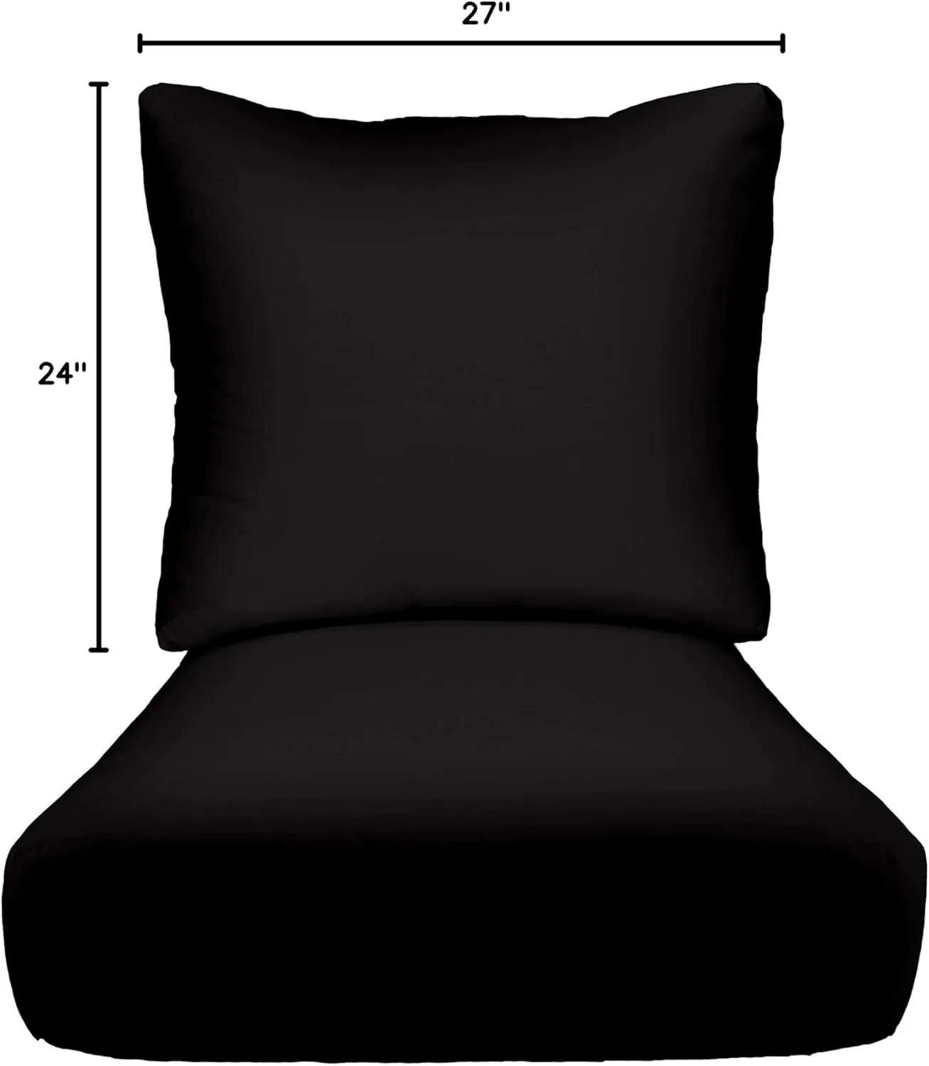 RSH DECOR: Sunbrella Deep Seating Cushion with Pillow Back | 24” x 27” Seat | Water and Fade-Resistant Performance Fabric | Outdoor Chair Cushion Set for Patio Furniture | Canvas Black