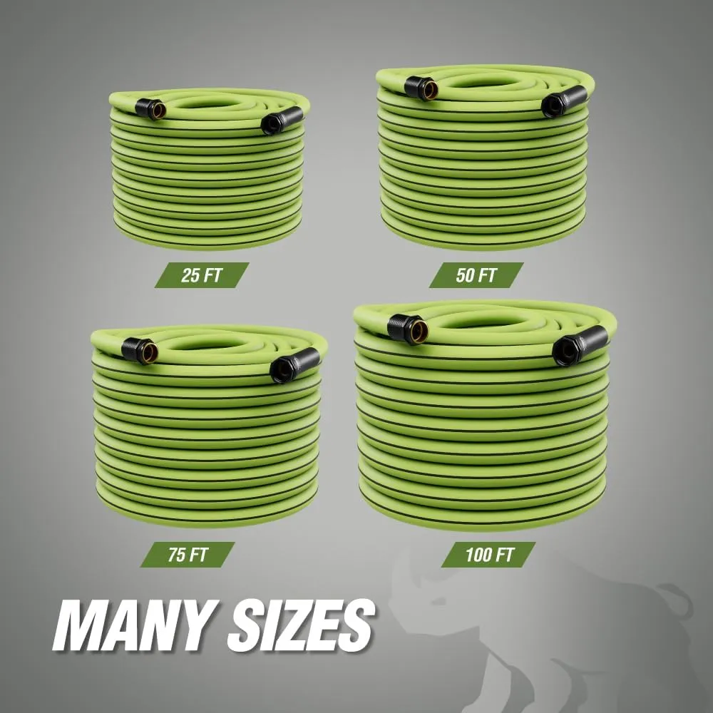Rugged Rhino Heavy Duty Flexible Light Weight Garden Hose, 50ft x 5/8in, 4 Layer Leakproof Outdoor Gardening Tools, Watering Supplies, Powerful Water Pressure for Lawn, Flowers, Green Black