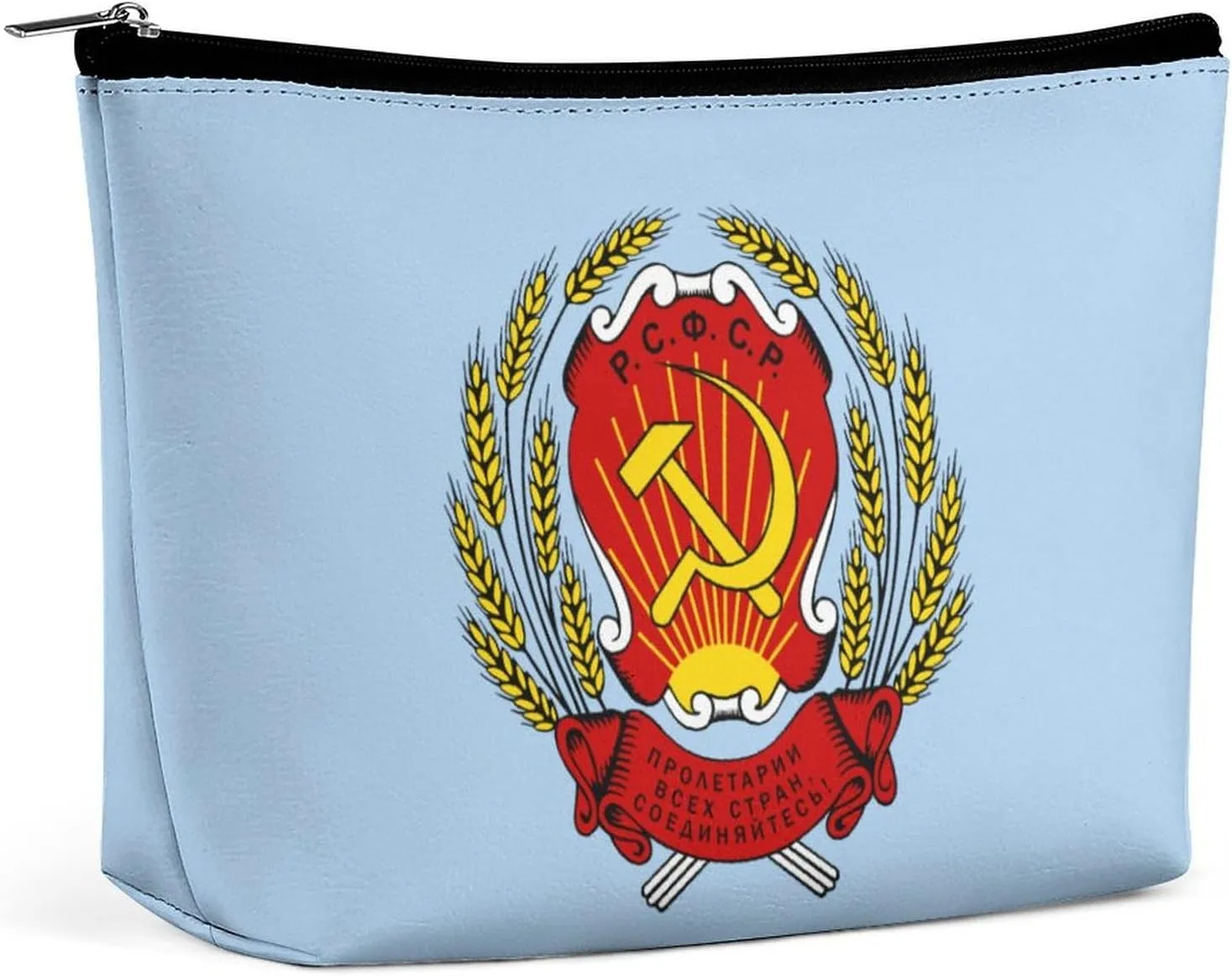 Russian Soviet Federative Socialist Republic Travel Makeup Bag Portable Cosmetic Bags for Women Cute Make Up Pouch Organizer