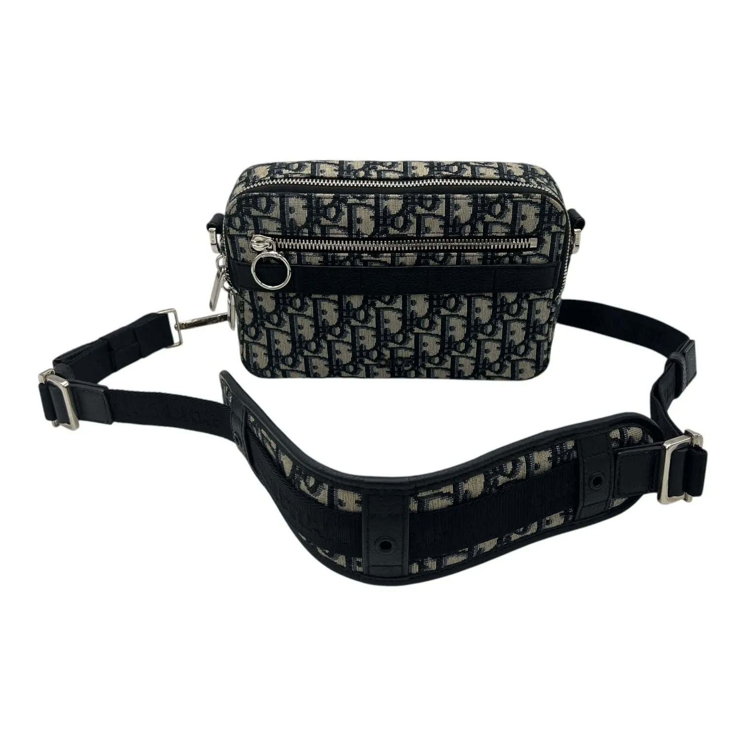 Safari Crossbody Bag Blue in Canvas, Silver hardware