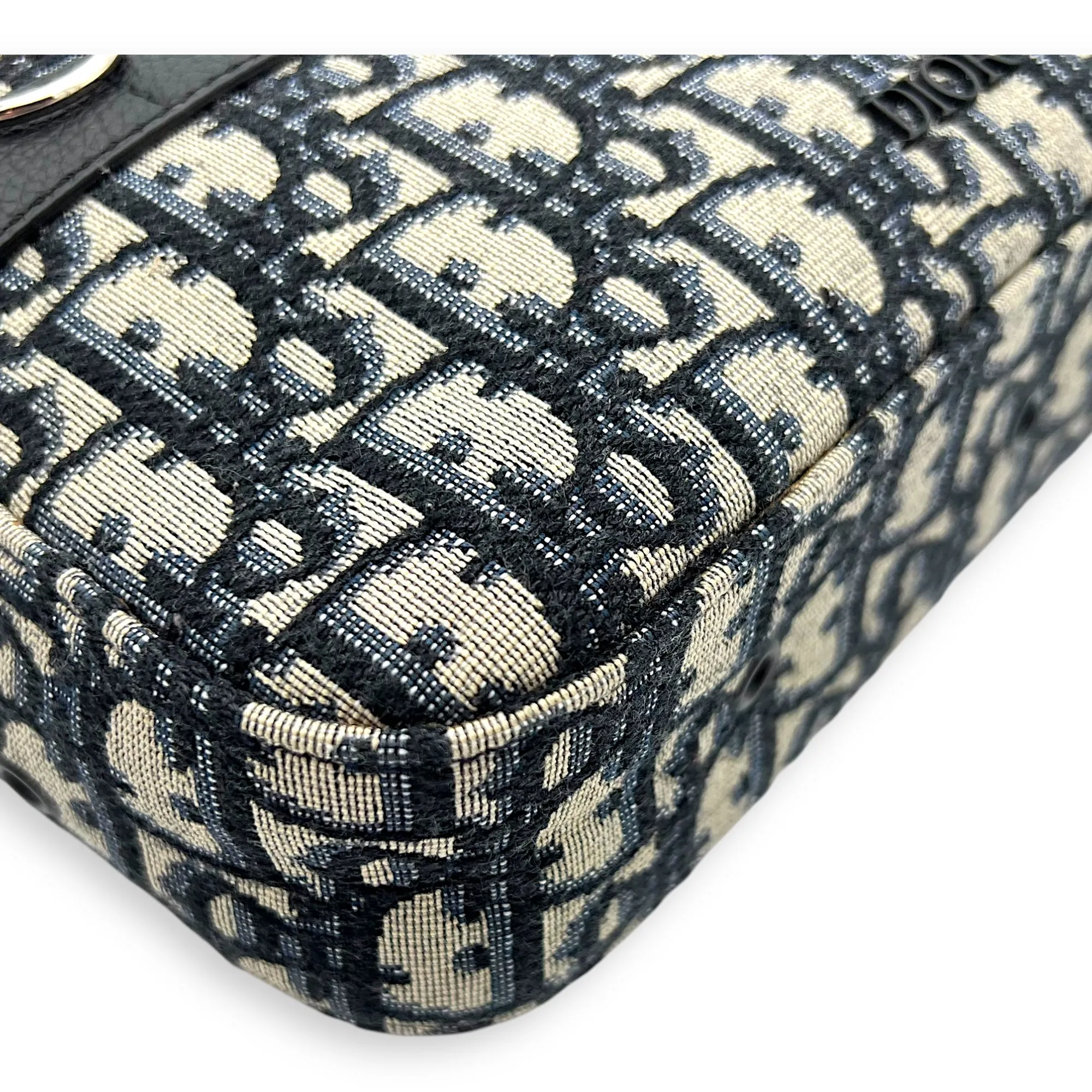 Safari Crossbody Bag Blue in Jacquard, Silver hardware